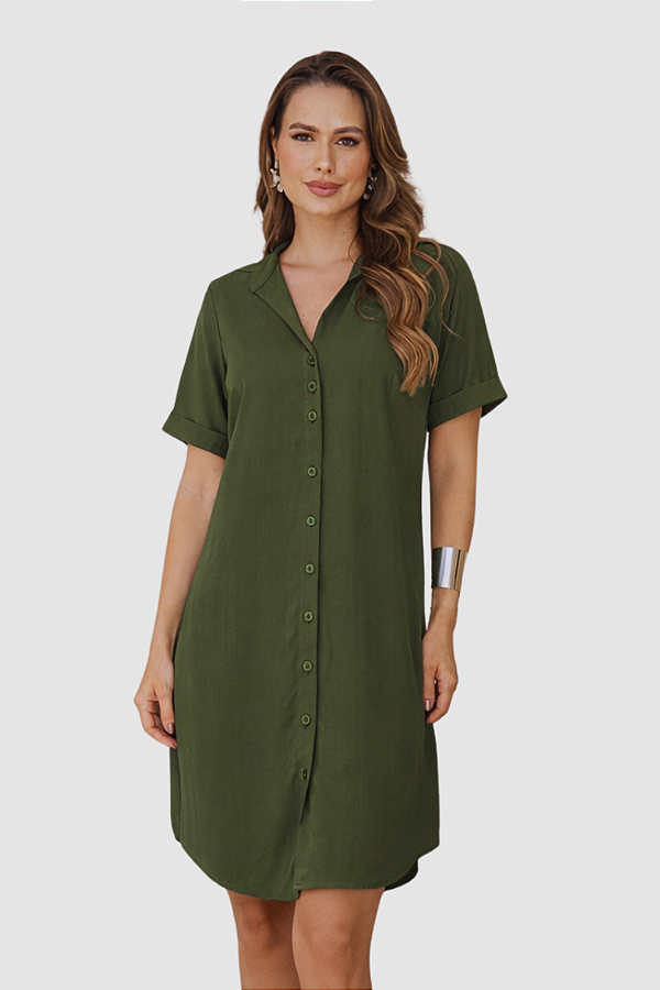 CHEMISE ABERTA MANGA CURTA VERDE MILITAR