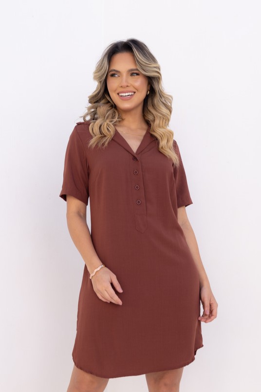 CHEMISE FECHADA MANGA CURTA CAFÉ