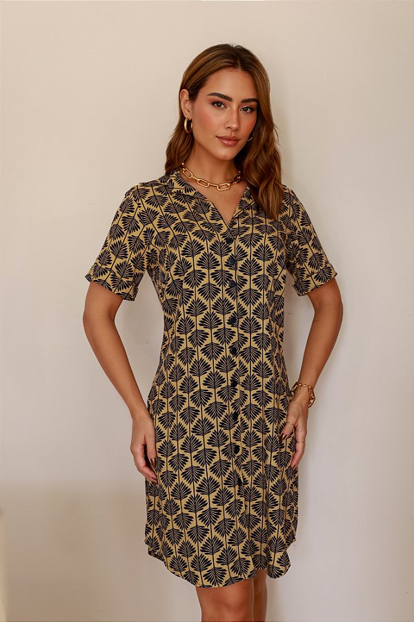 CHEMISE ABERTA MANGA CURTA ESTAMPA BOSQUE SERENO