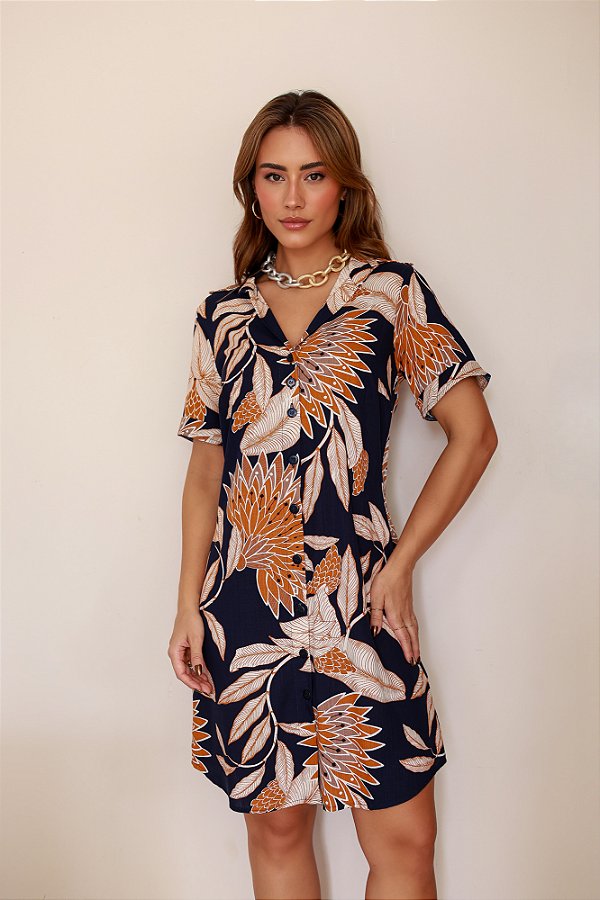 CHEMISE ABERTA MANGA CURTA ESTAMPA FLORES DE ÔNIX