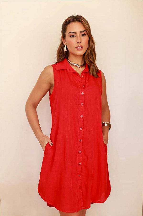 CHEMISE ABERTA SEM MANGA CEREJA