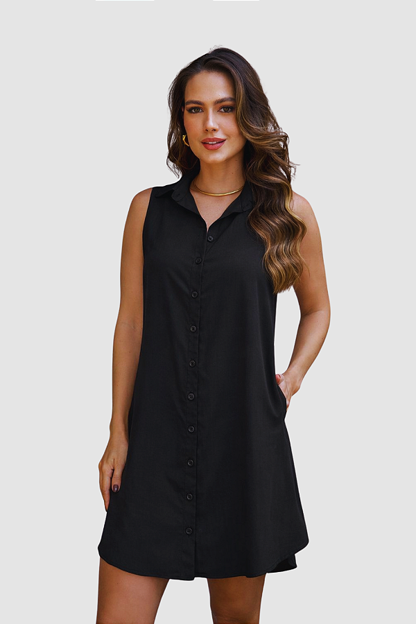 CHEMISE ABERTA SEM MANGA PRETA