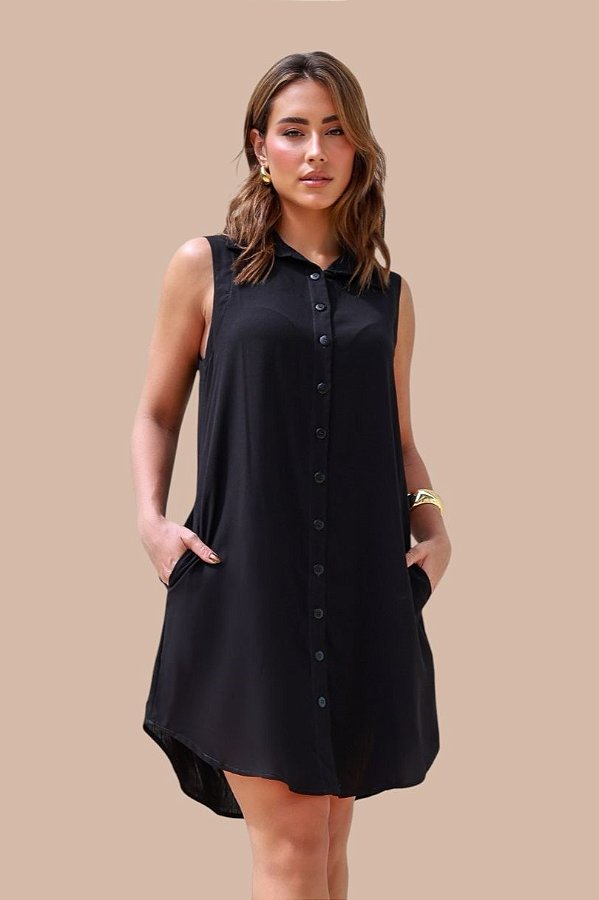 CHEMISE ABERTA SEM MANGA PRETA