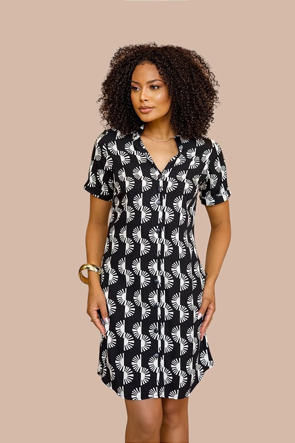 CHEMISE ABERTA MANGA CURTA ESTAMPA ECLIPSE LUNAR