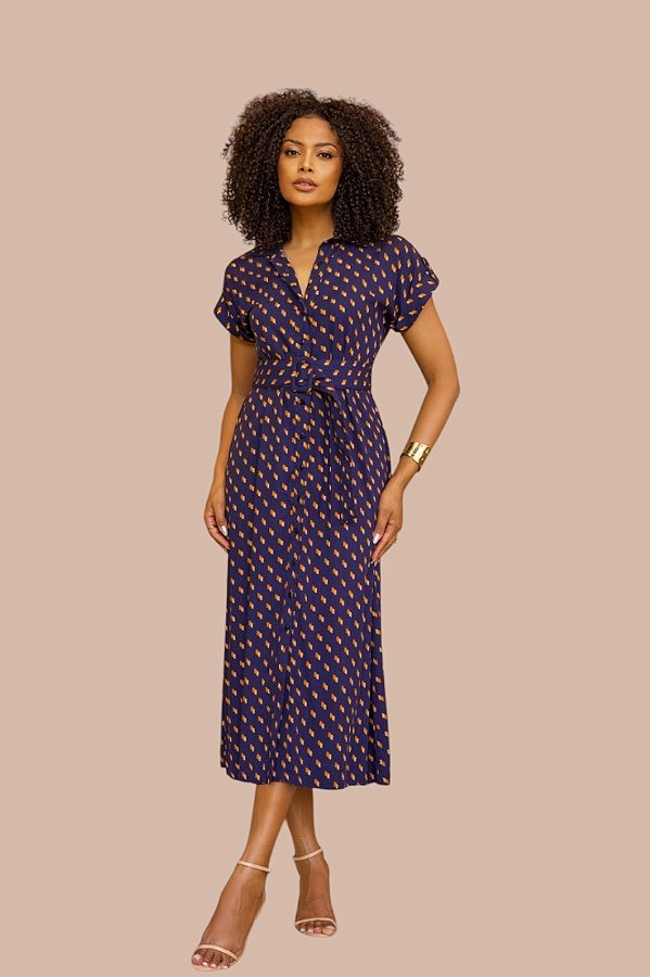 CHEMISE MIDI MANGA CURTA ESTAMPA MARINHO ANGULAR