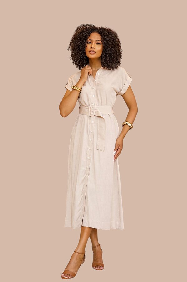 CHEMISE MIDI MANGA CURTA AREIA