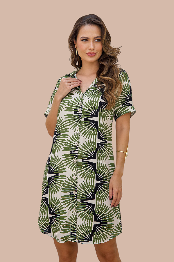 CHEMISE ABERTA MANGA CURTA ESTAMPA SOM DA NATUREZA