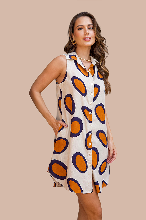 CHEMISE ABERTA SEM MANGA ESTAMPA FLUIDEZ