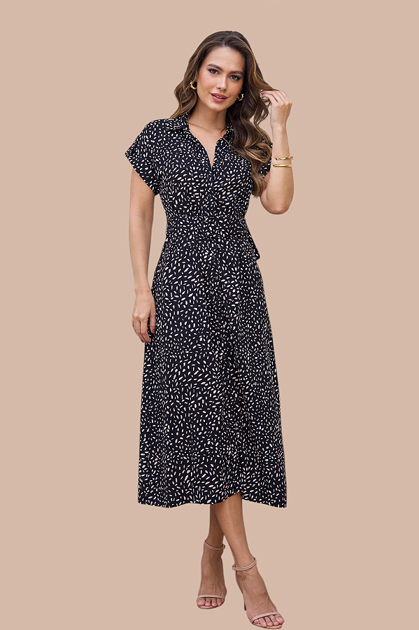 CHEMISE MIDI MANGA CURTA ESTAMPA CÉU INFINITO