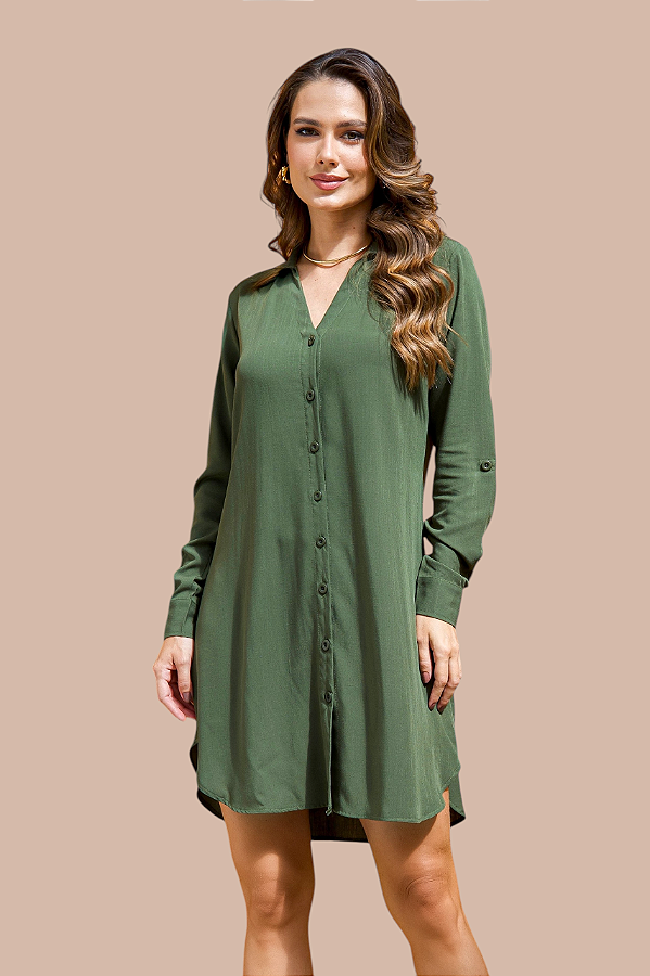 CHEMISE ABERTA MANGA LONGA VERDE MILITAR