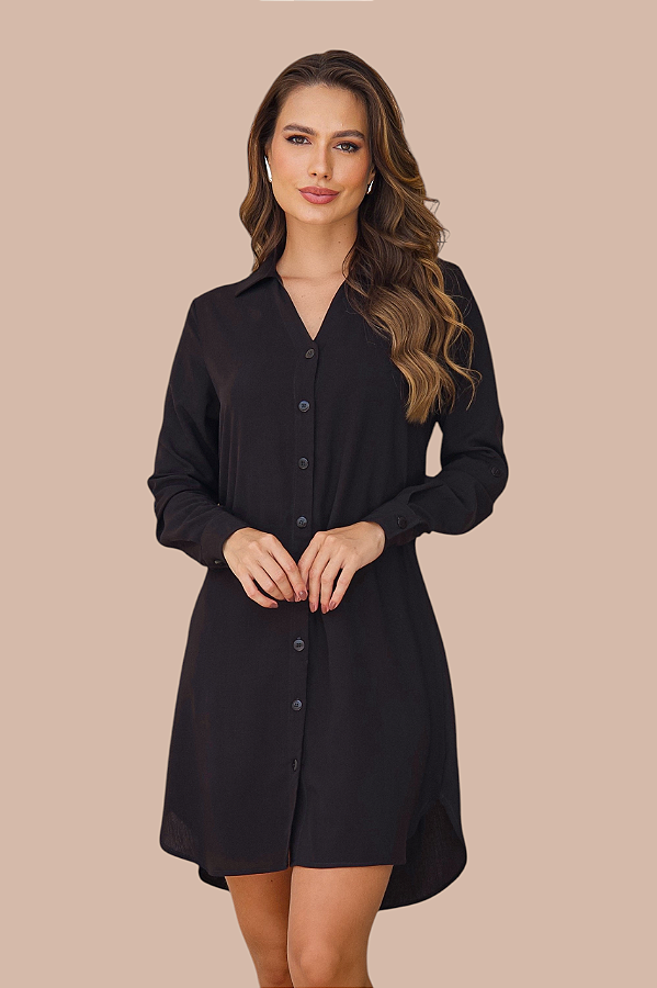 CHEMISE ABERTA MANGA LONGA PRETA