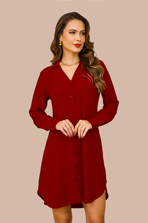 CHEMISE ABERTA MANGA LONGA MARSALA