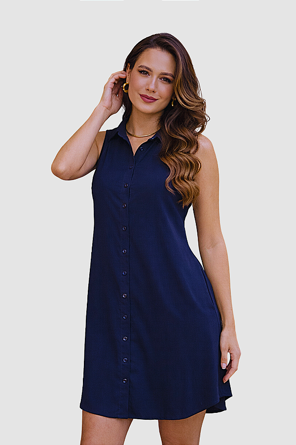 CHEMISE ABERTA SEM MANGA AZUL MARINHO