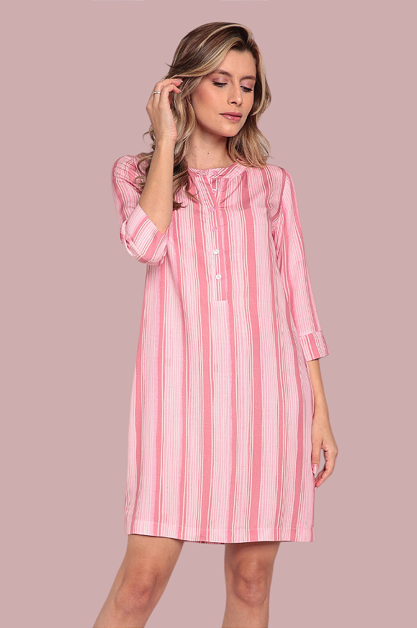 CHEMISE FECHADA MANGA 3/4 LISTRAS ROSÉ