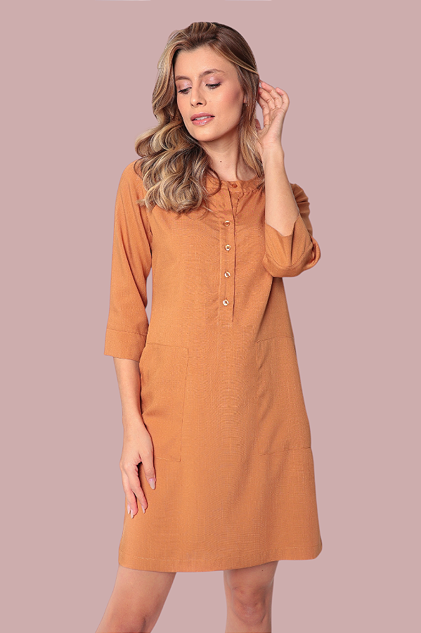 CHEMISE FECHADA MANGA 3/4 AMÊNDOA