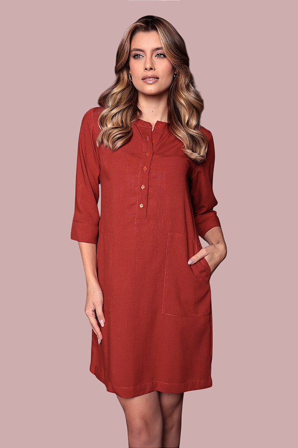 CHEMISE FECHADA MANGA 3/4 TIJOLO