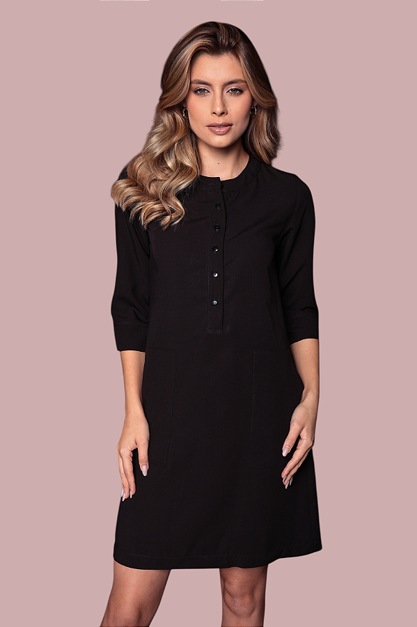 CHEMISE FECHADA MANGA 3/4 PRETA