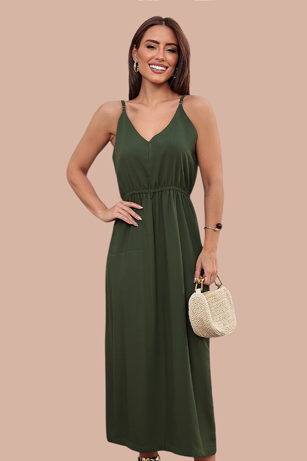 VESTIDO BOSSA COR VERDE MILITAR