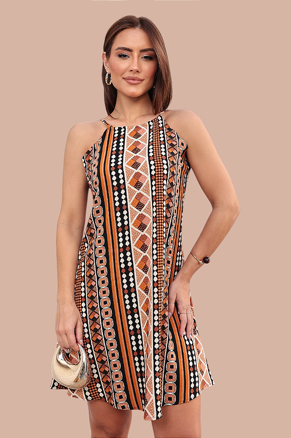 VESTIDO LENÇO CHIC ESTAMPA TERRA NÔMADE