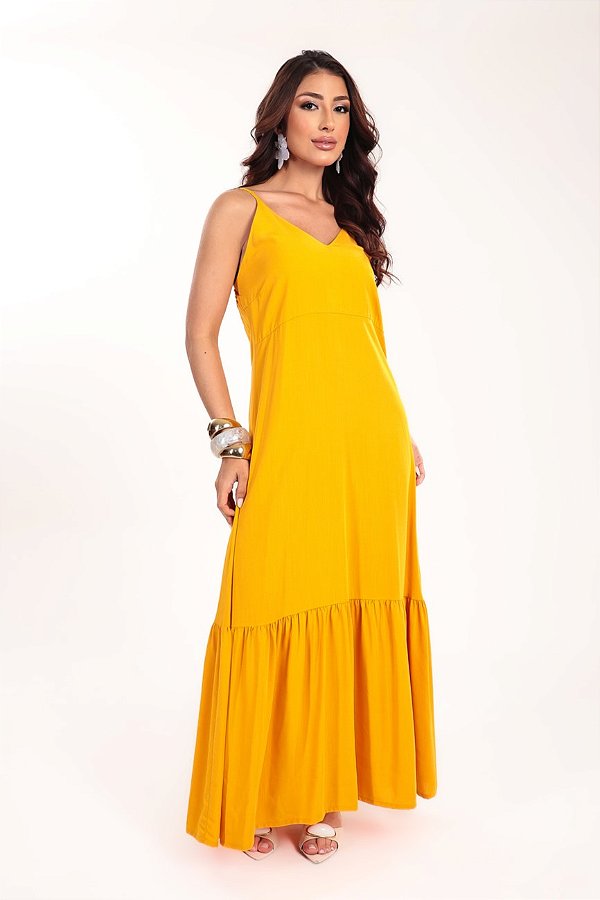 Vestido longo Verano cor Sunflower