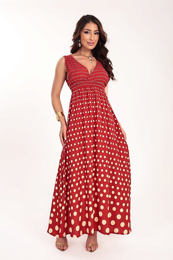 Vestido longo Solare estampa Degradê de Poá