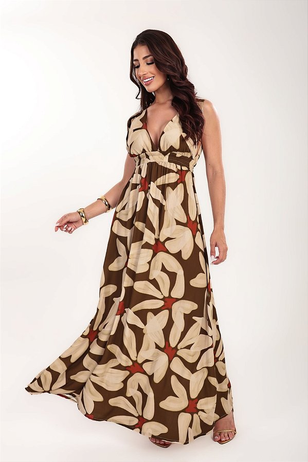 Vestido longo Solare estampa Margaridas