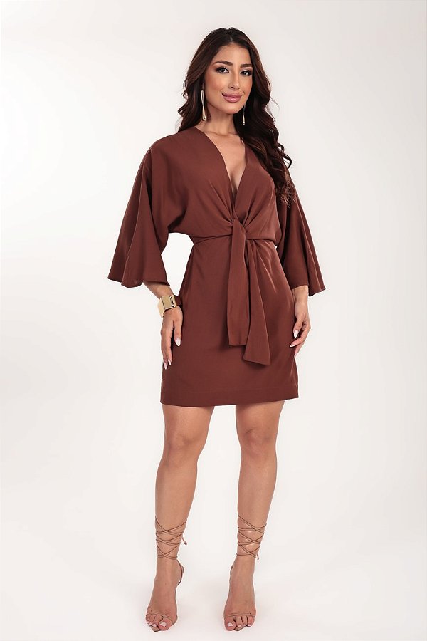 Vestido curto Isla cor Café