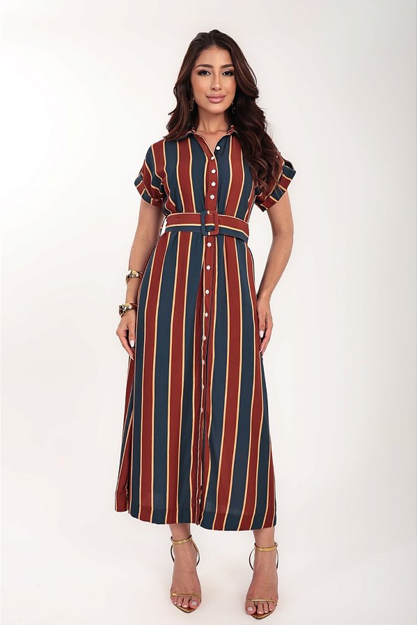 CHEMISE MIDI MANGA CURTA LISTRAS RETRÔ