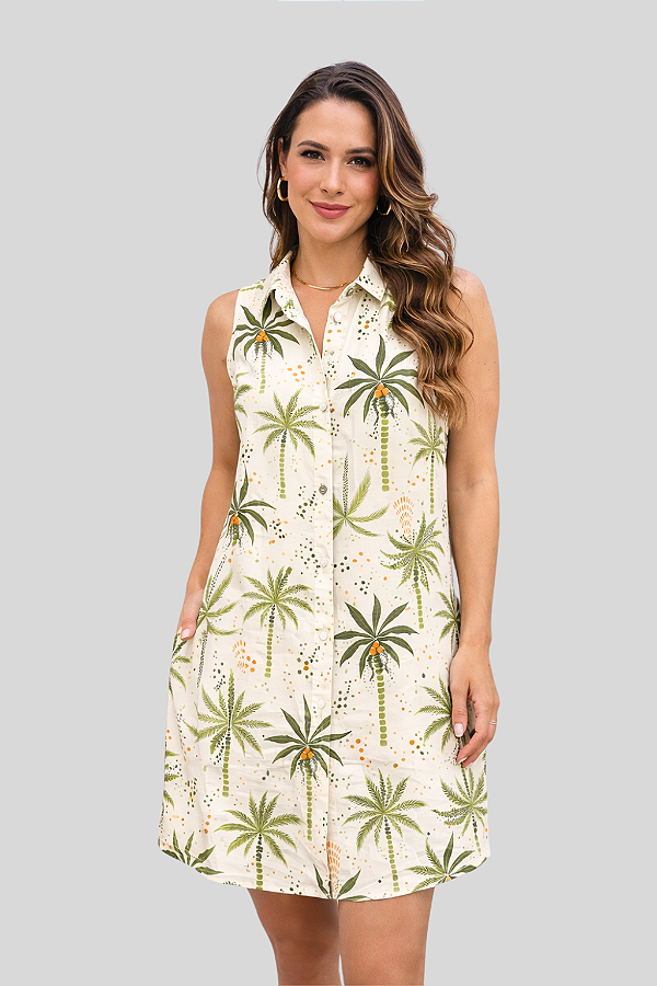 Chemise aberta sem manga estampa Palm