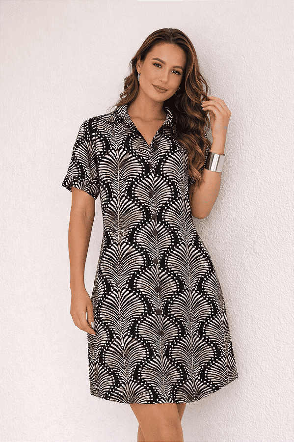 Chemise aberta manga curta estampa Conchara