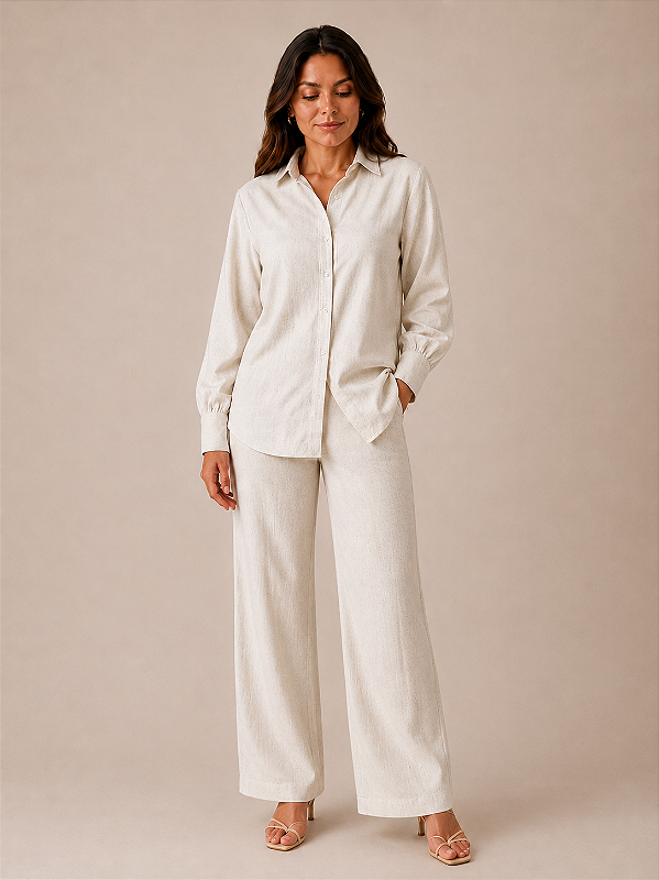 Conjunto Santorini Linho Cor Areia