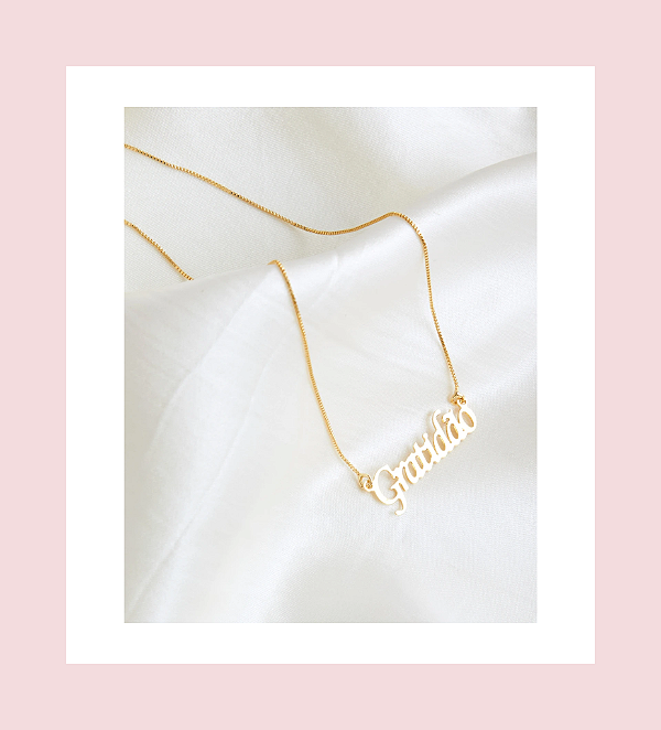 Colar Gratidão 45cm Semijoia banhado a ouro 18k