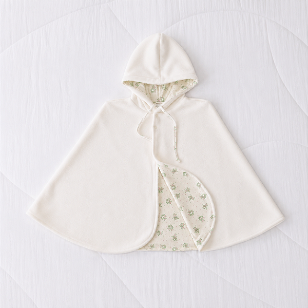 Poncho Dupla Face - de 0 a 4 anos - Rosas Poá Off White