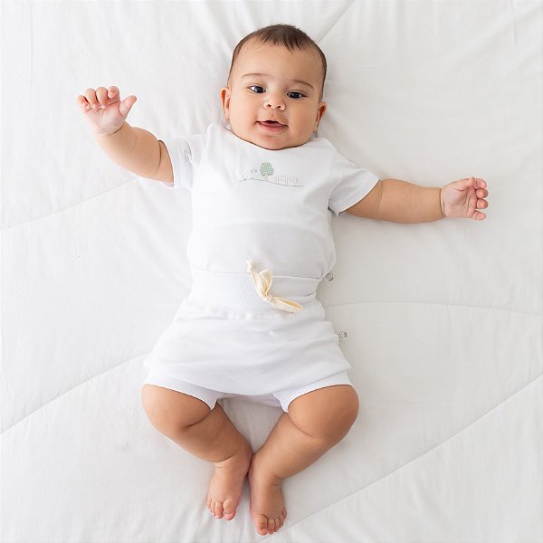 Conj. Body Manga Curta Shorts Confort Branco Ovelhinhas  #SEMANADOBODY