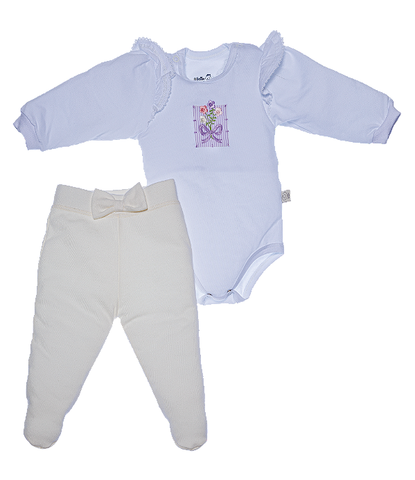 Conj. Body Manga Longa com Calça - Laço