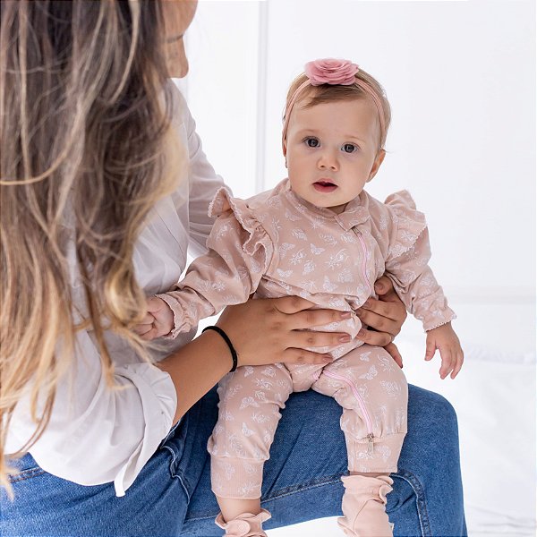 Macacão Comprido Zíper - Borboletas