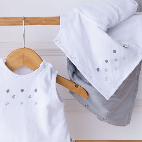 Macacão Regata com Casaco Dupla Face - Poá Cinza