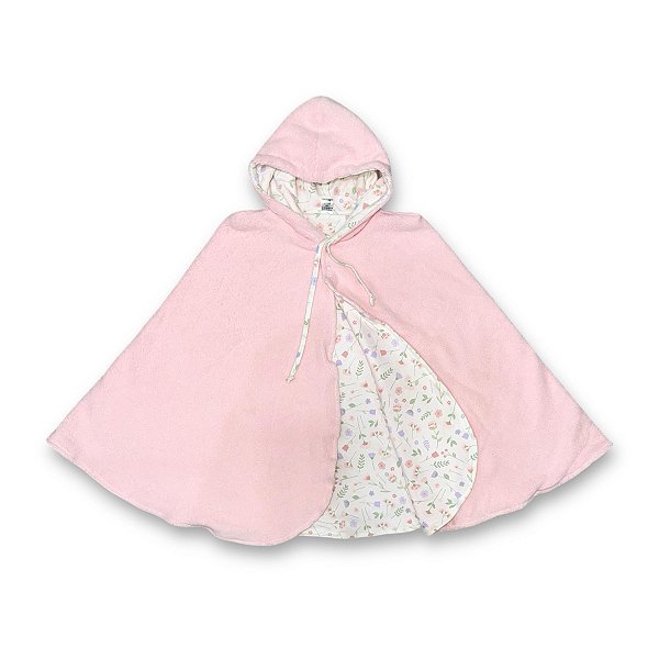 Poncho Dupla Face  -  de 4 a 8 anos - Jardim Rosa