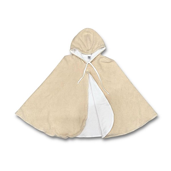 Poncho Dupla Face  -  de 4 a 8 anos - Pelúcia Fina Off White