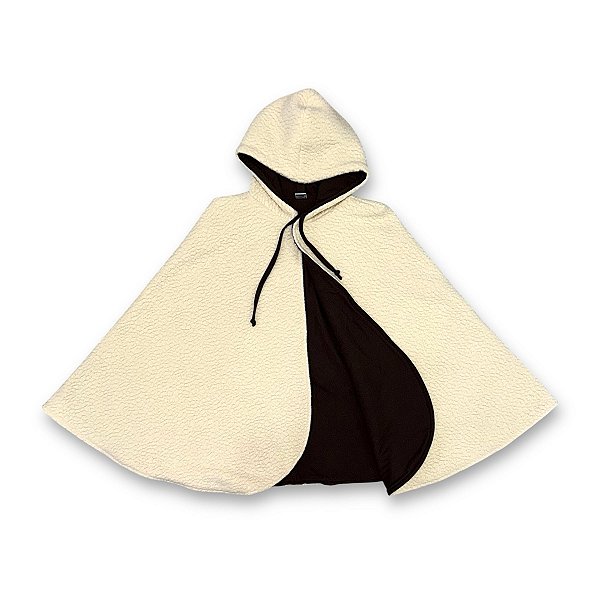 Poncho Dupla Face  -  de 4 a 8 anos - Pelúcia Grossa Marrom