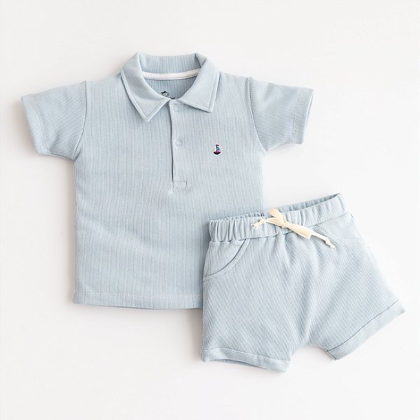 Camiseta Polo com Bermuda Luxo - Azul