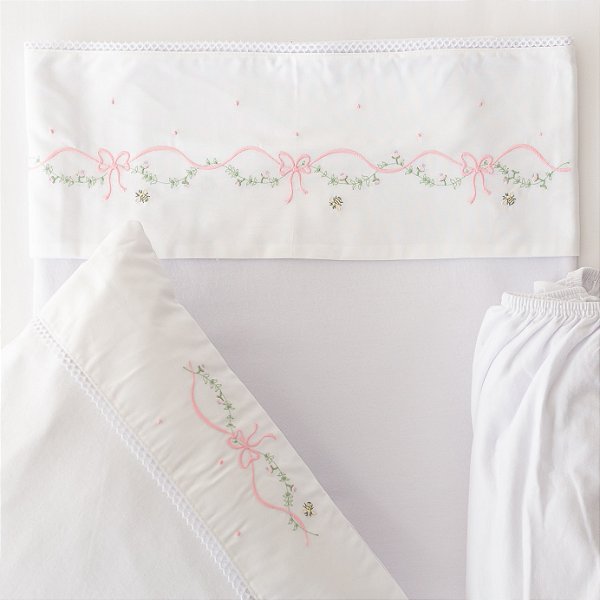 Lençol de Berço e Mini Cama Malha - Laços