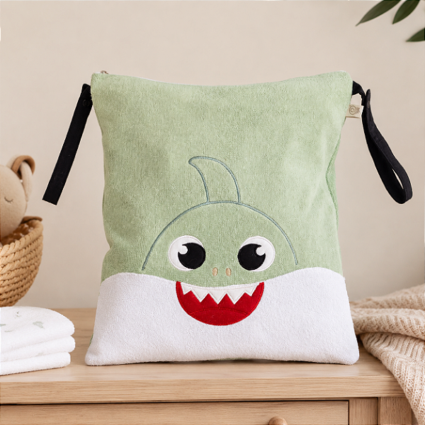 Saco para Roupa Suja e Úmida - Baby Shark Verde