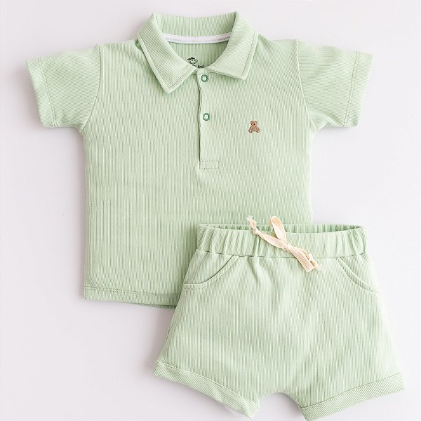 Camiseta Polo com Bermuda Luxo - Verde