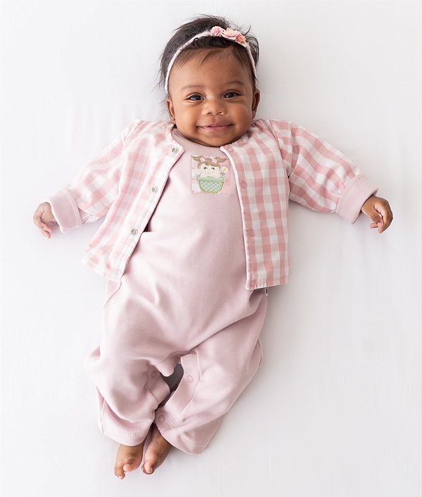 Macacão Regata com Casaco Dupla Face - Menina Rosê