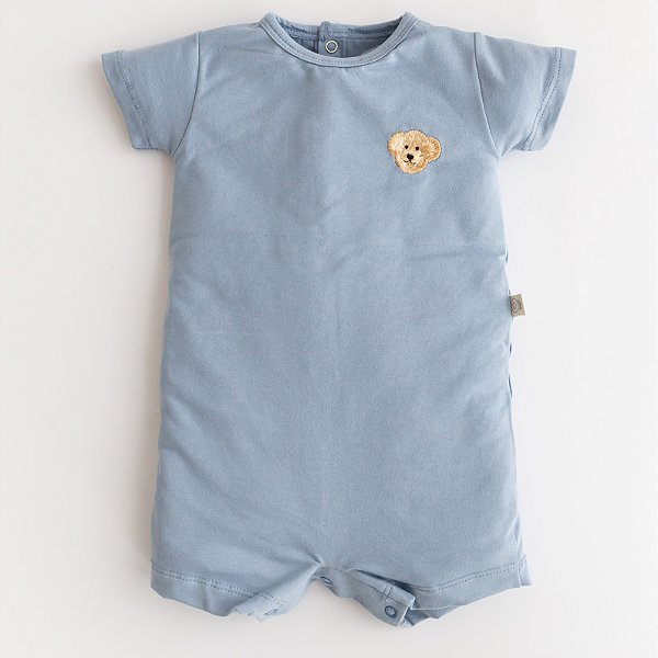 Macacão Curto - Urso Azul Jeans