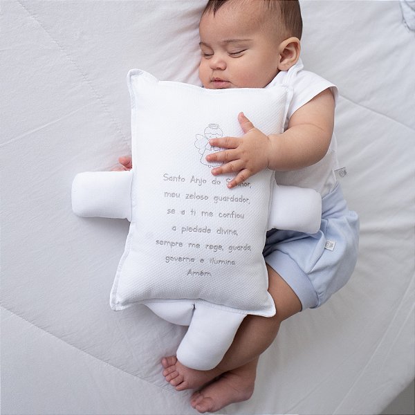 Almofada Bonequinho com Oração do Santo Anjo