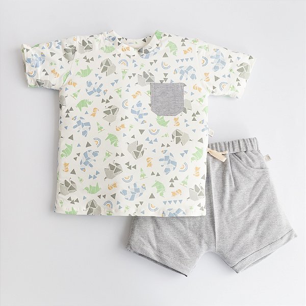 Camiseta com Bermuda Saruel - Origami