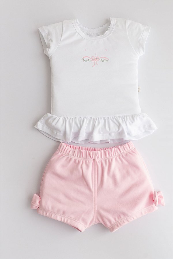 Blusinha com Shorts Laço - Laços Rosa