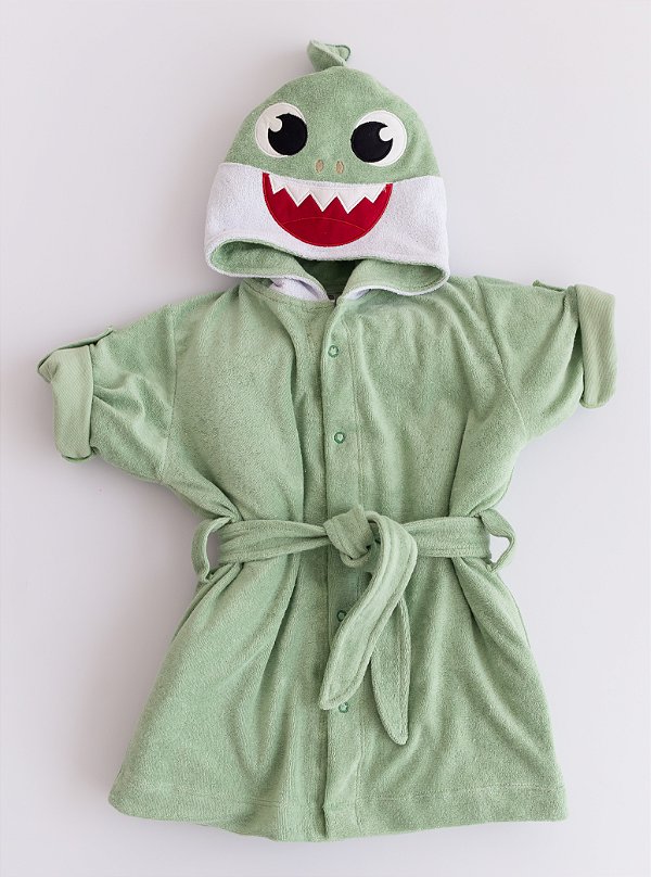 Roupão Atoalhado Kids Shark Verde